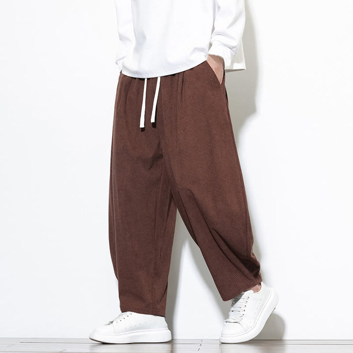 Buddha Stones Men's Plain Pure Cotton Corduroy Ankle-Length Harem Pants With Pockets - Maroon - US/UK/AU46,EU56 (5XL) - image 25
