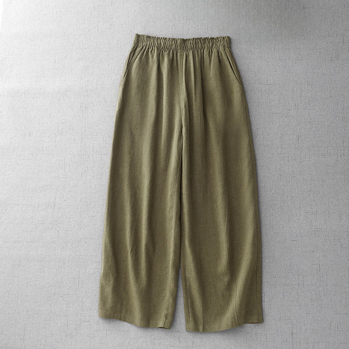 Buddha Stones Casual Plain Rope Women's Cotton 7-8 Length Pants With Pockets - Olive - US8-10,UK/AU12-14,EU40-42 (2XL) - image 1