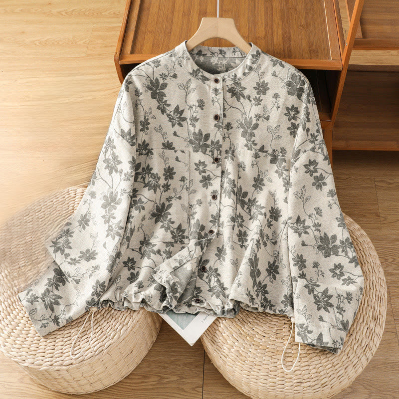 Buddha Stones Casual Printed Pattern Women's Long Sleeve Polyester Shirt - Silver - US14,UK/AU18,EU46 (2XL) - image 0