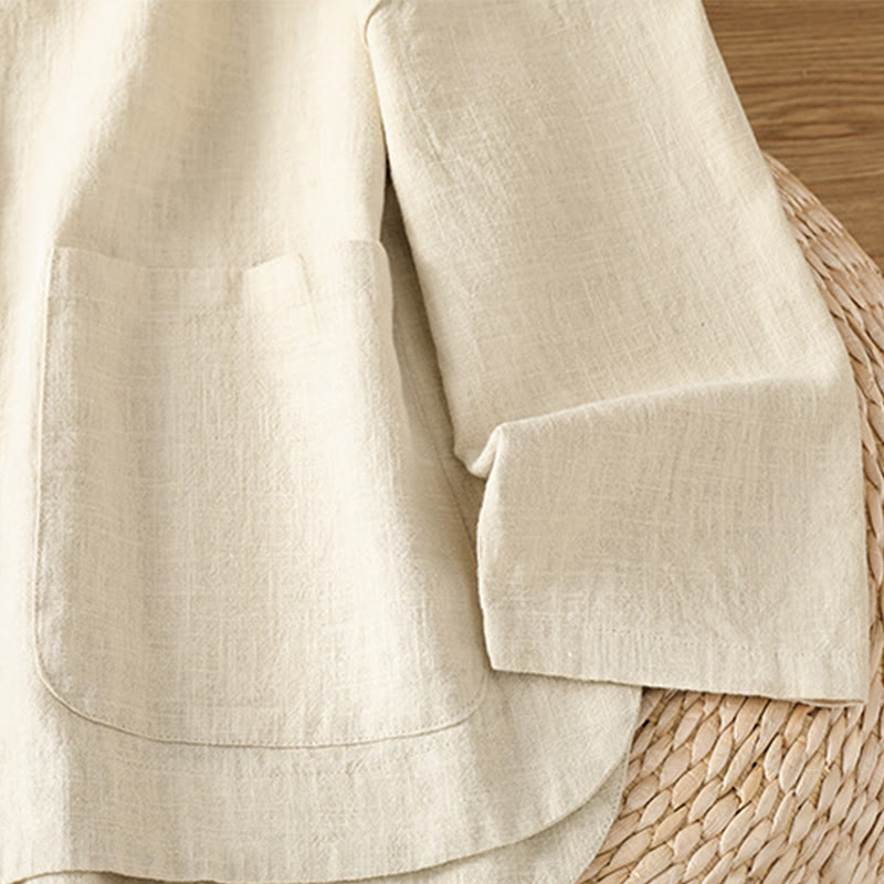 Buddha Stones Casual Frog-button Women's Long Sleeve Cotton Polyester Shirt With Pockets - image 4