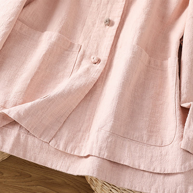 Buddha Stones Casual Frog-button Women's Long Sleeve Cotton Polyester Shirt With Pockets - image 12