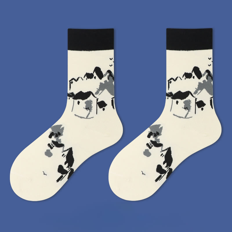 Buddha Stones Casual Sailboat Ancient Town Lotus Orchid Countryside Micro Crew Women's Socks - Countryside - S-M(US 5.5-10,EU 36-41,UK/AU 3.5-7.5,AISA 22.5-25.5cm) - image 6