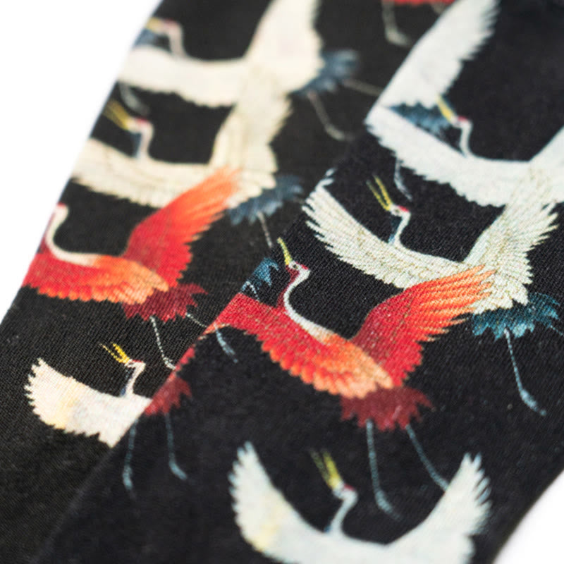 Buddha Stones Casual White Red Cranes Micro Crew Men Women Unisex Socks - image 6