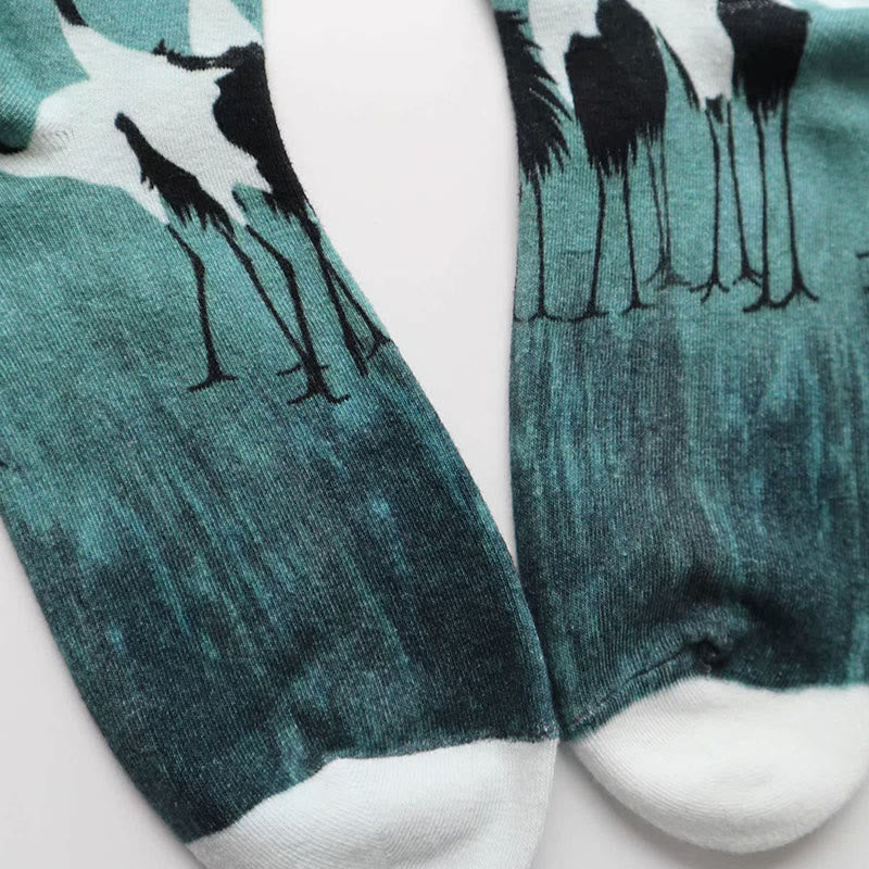 Buddha Stones "Inner Calm" Casual White Crane Micro Crew Women's Socks Includes Gift Message Card - image 5