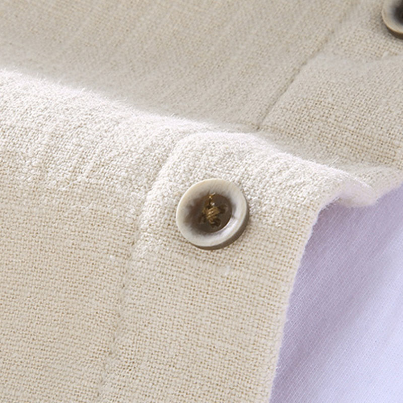 Buddha Stones Men's Stnad Collar Long Sleeve Thermal Fleece-lined Ramie Cotton Jacket With Pockets - image 8