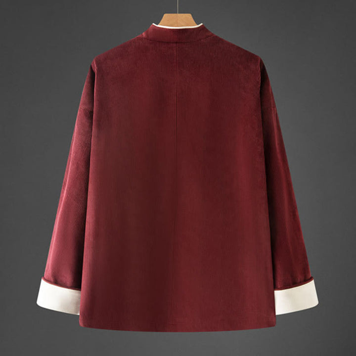 Buddha Stones Men's Frog-Button Mandarin Collar Long Sleeve Cotton Jacket Tang Suit With Pockets - image 9