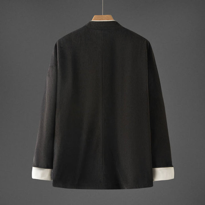 Buddha Stones Men's Frog-Button Mandarin Collar Long Sleeve Cotton Jacket Tang Suit With Pockets - image 11