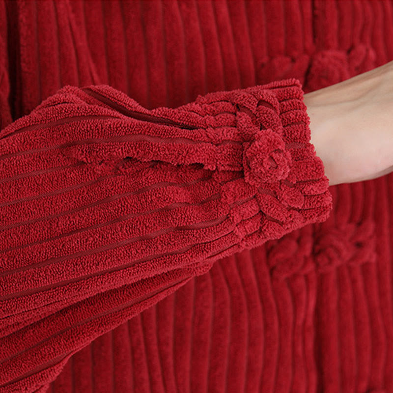 Buddha Stones Embroidery Bamboo Pattern Frog-Button Desgin Long Sleeve Men's Cotton Corduroy Jacket - image 18