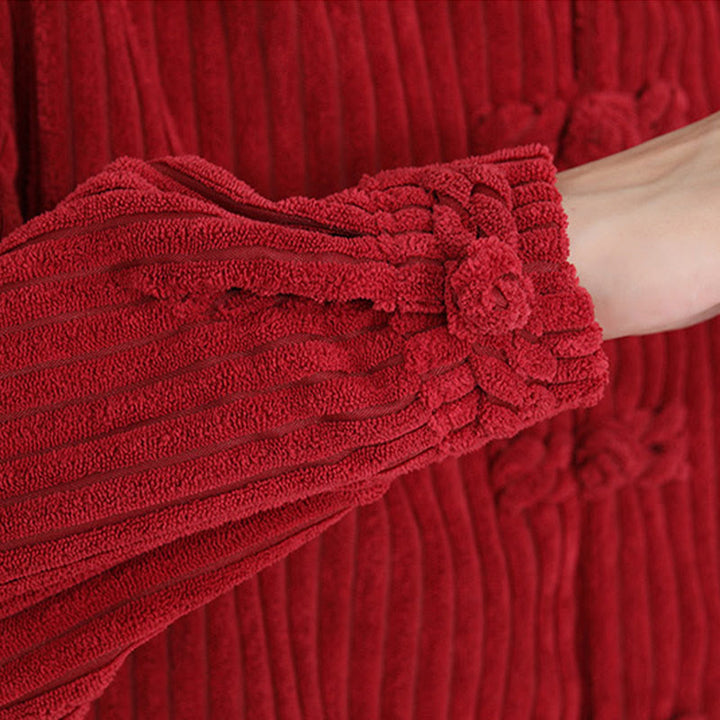 Buddha Stones Embroidery Bamboo Pattern Frog-Button Desgin Long Sleeve Men's Cotton Corduroy Jacket - image 18