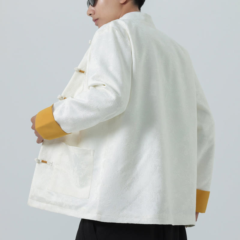 Buddha Stones Jacquard Frog-Button Long Sleeve Men's Cotton Jacket Tang Suit With Pockets - image 17