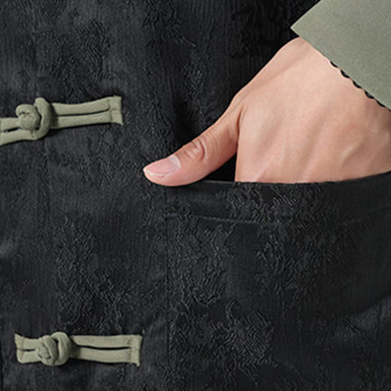 Buddha Stones Jacquard Frog-Button Long Sleeve Men's Cotton Jacket Tang Suit With Pockets - image 10