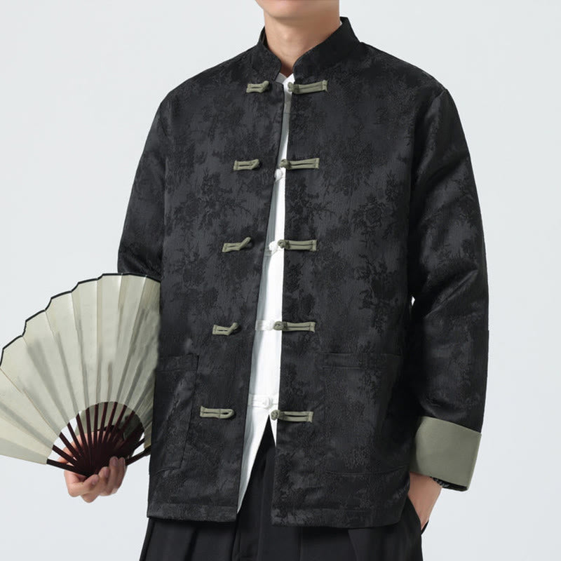Buddha Stones Jacquard Frog-Button Long Sleeve Men's Cotton Jacket Tang Suit With Pockets - image 8
