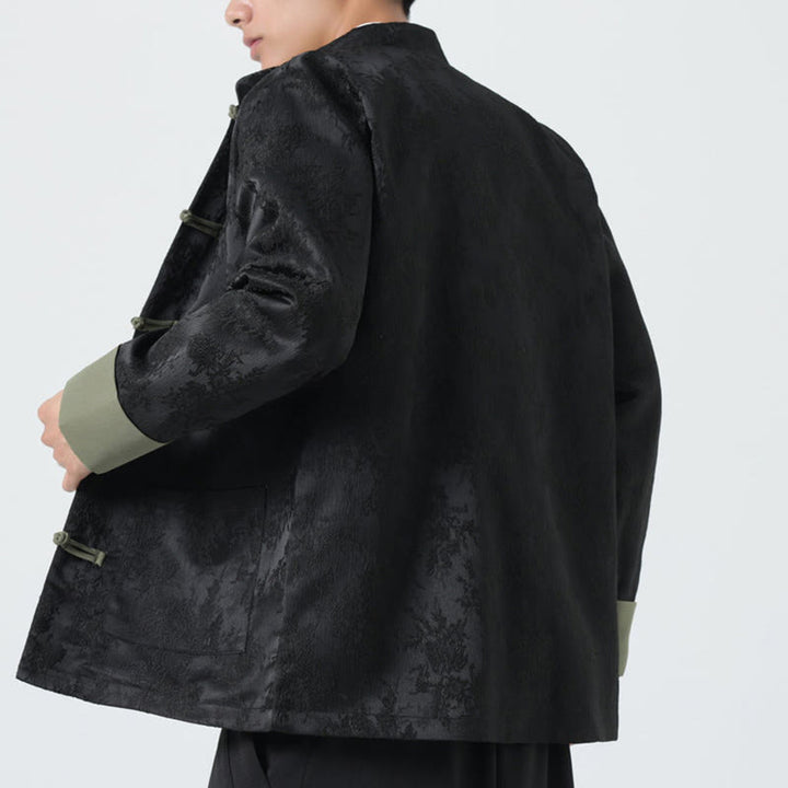 Buddha Stones Jacquard Frog-Button Long Sleeve Men's Cotton Jacket Tang Suit With Pockets - image 7