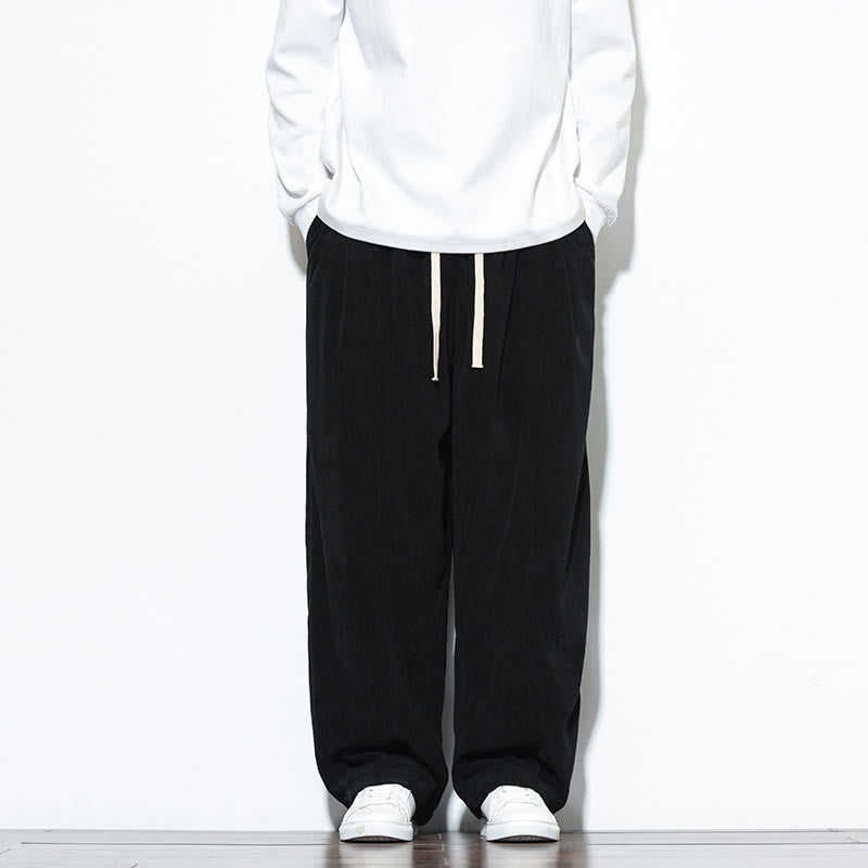 Buddha Stones Plain Drawstring Pure Cotton Corduroy Men's Harem Pants With Pockets - Black - US/UK/AU46,EU56 (5XL) - image 23