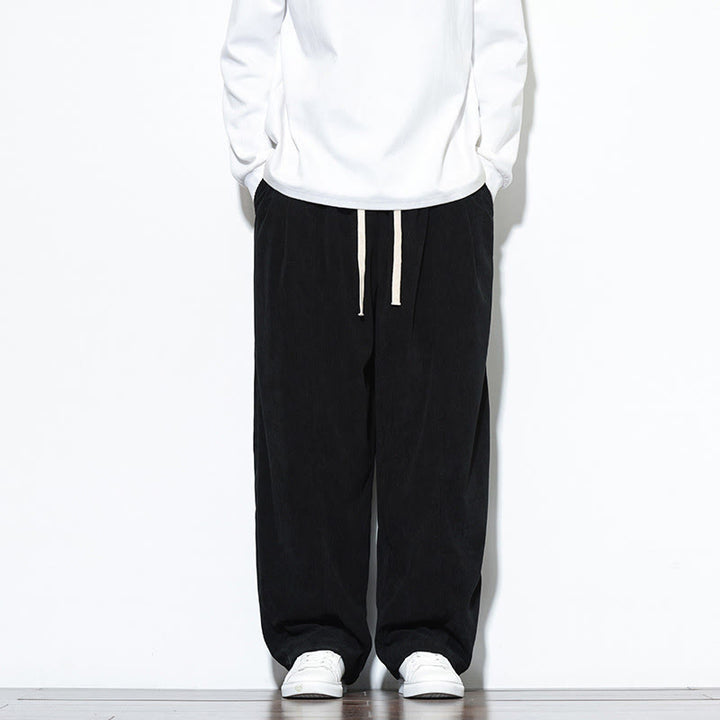 Buddha Stones Plain Drawstring Pure Cotton Corduroy Men's Harem Pants With Pockets - Black - US/UK/AU46,EU56 (5XL) - image 23