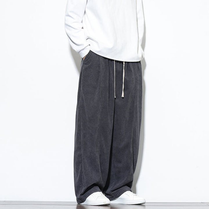 Buddha Stones Plain Drawstring Pure Cotton Corduroy Men's Harem Pants With Pockets - image 18