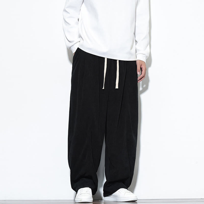 Buddha Stones Plain Drawstring Pure Cotton Corduroy Men's Harem Pants With Pockets - image 30