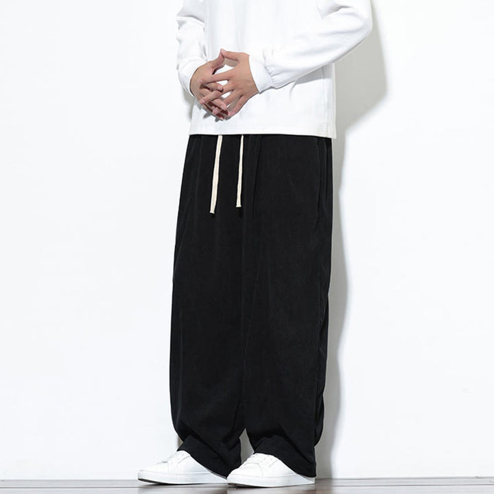 Buddha Stones Plain Drawstring Pure Cotton Corduroy Men's Harem Pants With Pockets - image 29