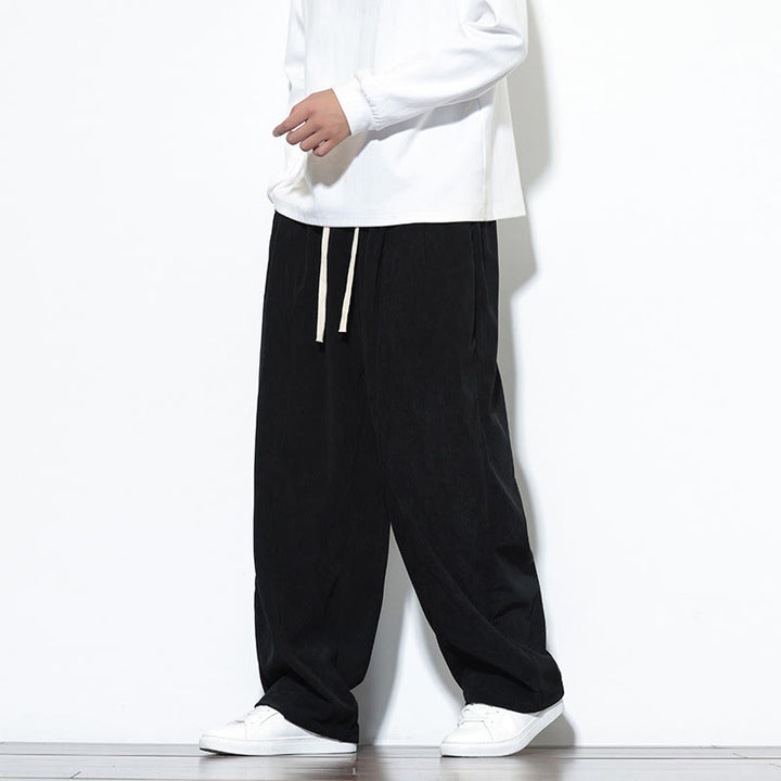 Buddha Stones Plain Drawstring Pure Cotton Corduroy Men's Harem Pants With Pockets - image 24