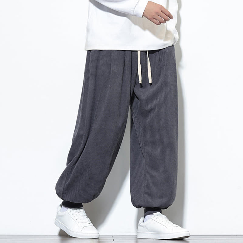 Buddha Stones Fall Plain Drawstring Simple Design Men's Harem Cotton Corduroy Pants With Pockets - image 15