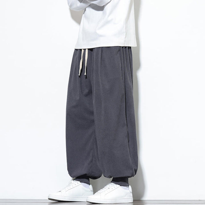 Buddha Stones Fall Plain Drawstring Simple Design Men's Harem Cotton Corduroy Pants With Pockets - image 10