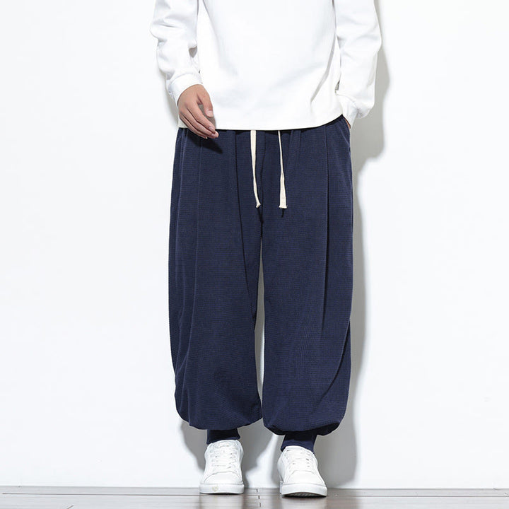 Buddha Stones Fall Plain Drawstring Simple Design Men's Harem Cotton Corduroy Pants With Pockets - MidnightBlue - US/UK/AU46,EU56 (5XL) - image 39