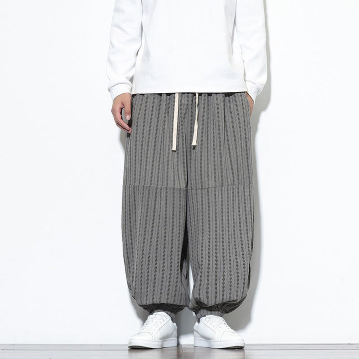 Buddha Stones Fall Striped Pattern Drawstring Men's Harem Corduroy Pants With Pockets - DarkGray - US/UK/AU46,EU56 (5XL) - image 33