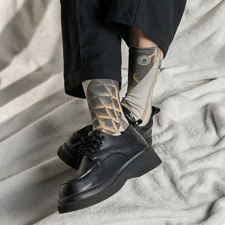 Buddha Stones Casual Koi Fish Mount Fuji Micro Crew Men Women Unisex Socks - image 9