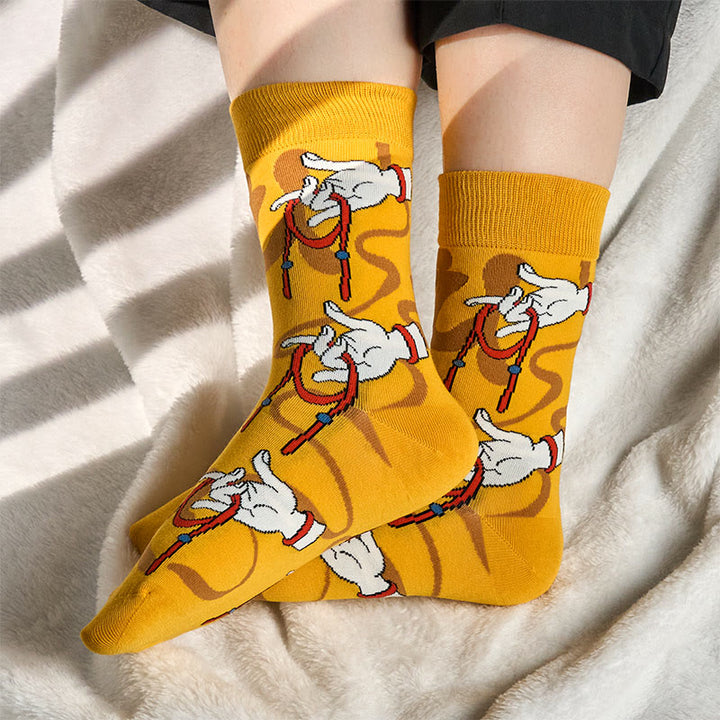 Buddha Stones Casual Sacred Buddha Hand Holding Red Rope Micro Crew Women's Socks - Gold - S(US 4.5-8.5,EU 35-39,UK/AU 2.5-6,AISA 22.5-25cm) - image 0