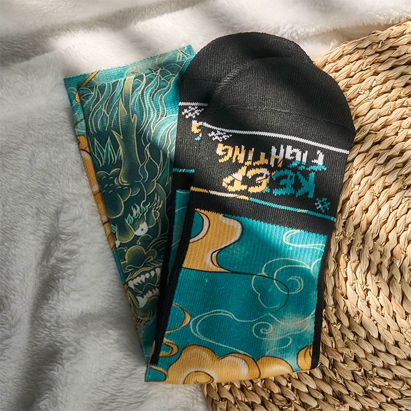 Buddha Stones Casual Dragon Auspicious Clouds Design Micro Crew Men's Socks - image 4