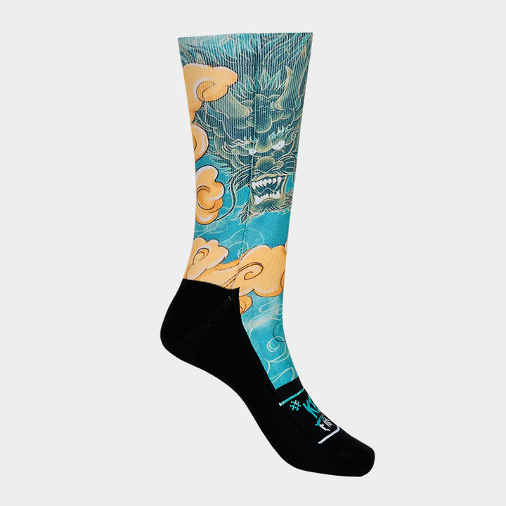 Buddha Stones Casual Dragon Auspicious Clouds Design Micro Crew Men's Socks - image 7
