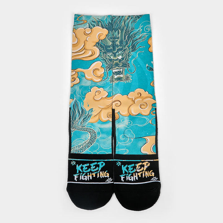 Buddha Stones Casual Dragon Auspicious Clouds Design Micro Crew Men's Socks - image 1