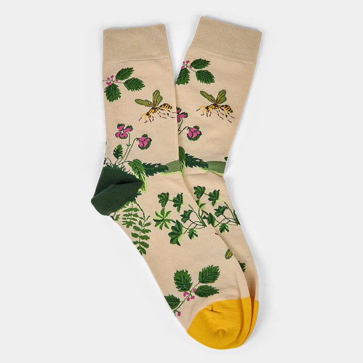 Buddha Stones Bee Frog Leaves Pattern Men Women Unisex Cotton Crew Socks - image 5