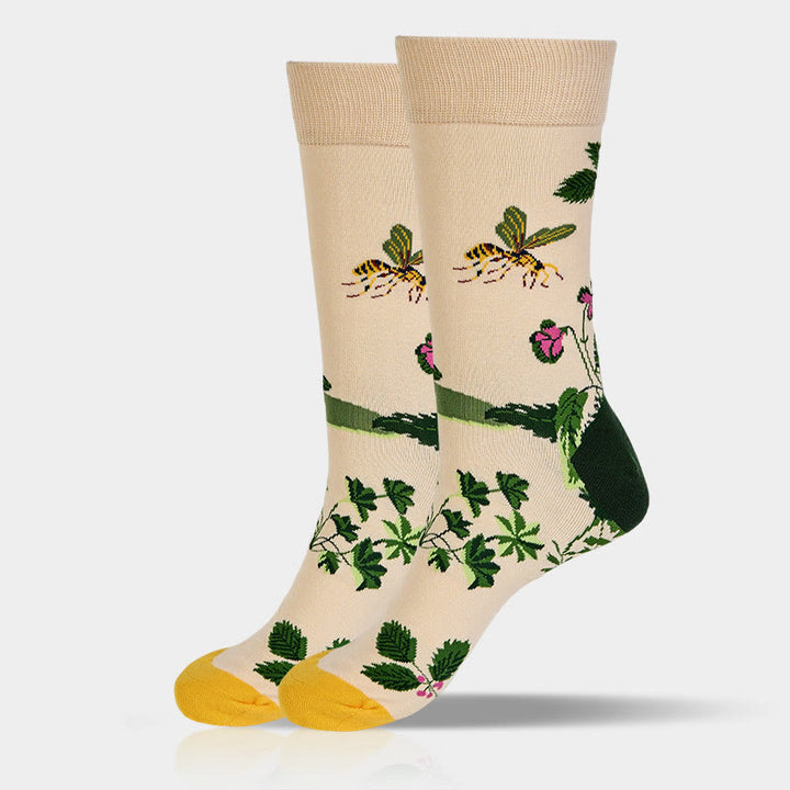 Buddha Stones Bee Frog Leaves Pattern Men Women Unisex Cotton Crew Socks - image 6