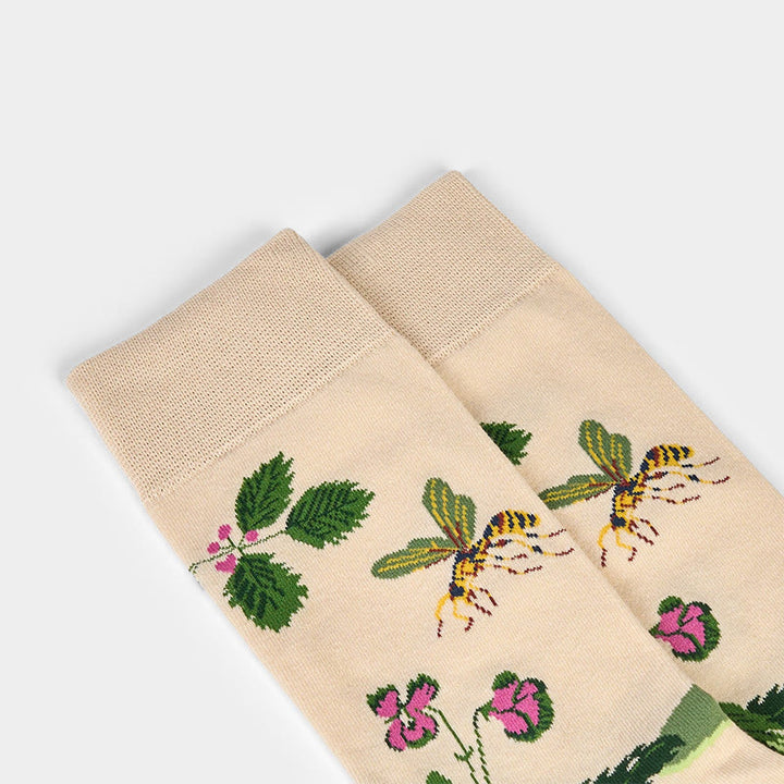 Buddha Stones Bee Frog Leaves Pattern Men Women Unisex Cotton Crew Socks - image 8