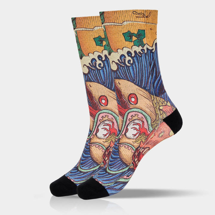 Buddha Stones Casual Vivid Fish Flowing Waves Micro Crew Men Women Unisex Socks - image 11