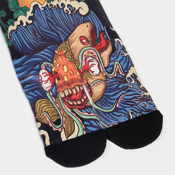 Buddha Stones Casual Vivid Fish Flowing Waves Micro Crew Men Women Unisex Socks - image 3
