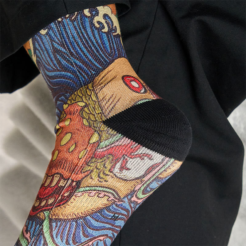 Buddha Stones Casual Vivid Fish Flowing Waves Micro Crew Men Women Unisex Socks - image 8