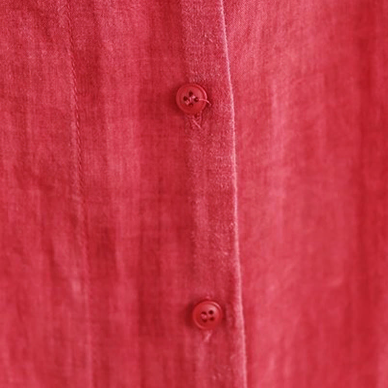 Buddha Stones Irregular Design Buttons Long Sleeve Women's Cotton Shirt - image 7