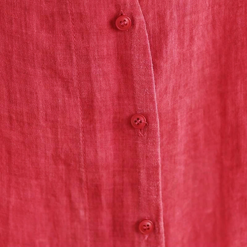 Buddha Stones Irregular Design Buttons Long Sleeve Women's Cotton Shirt - image 19