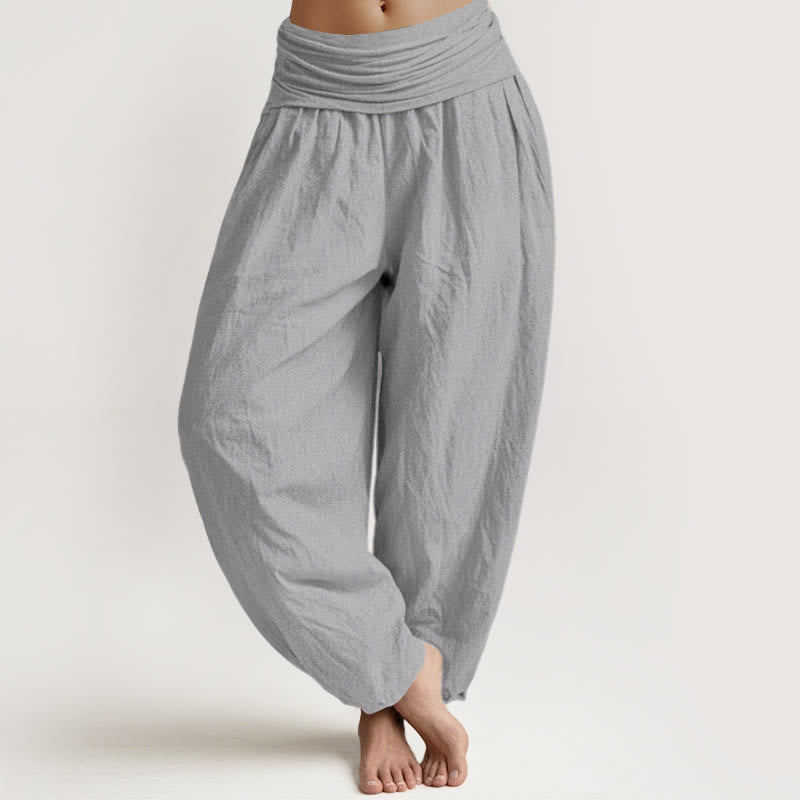 Buddha Stones Pure Cotton LightGrey Women's Elastic Waist Harem Pants - LightGrey - US22,UK/AU26,EU54 (6XL) - image 0