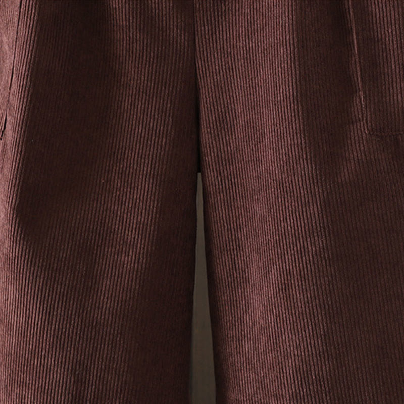Buddha Stones Fleece-Lined High Waist Women's Wide Leg Corduroy Cotton Pants With Pockets - image 6