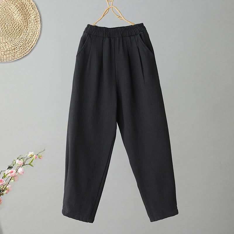 Buddha Stones Winter Women's Cotton Thermal Fleece-Lined Ankle-Length Pants With Pockets - Black - US8-10,UK/AU12-14,EU40-42 (2XL) - image 6