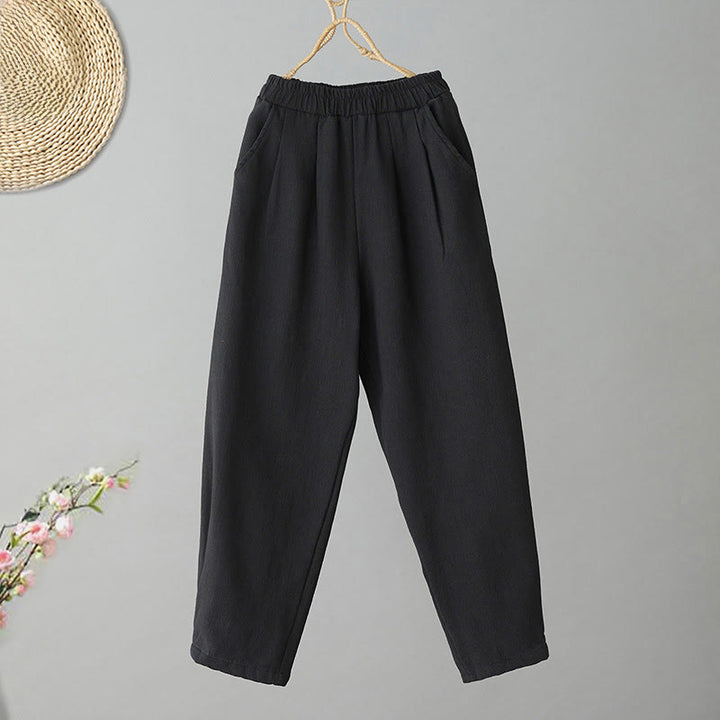 Buddha Stones Winter Women's Cotton Thermal Fleece-Lined Ankle-Length Pants With Pockets - Black - US8-10,UK/AU12-14,EU40-42 (2XL) - image 6