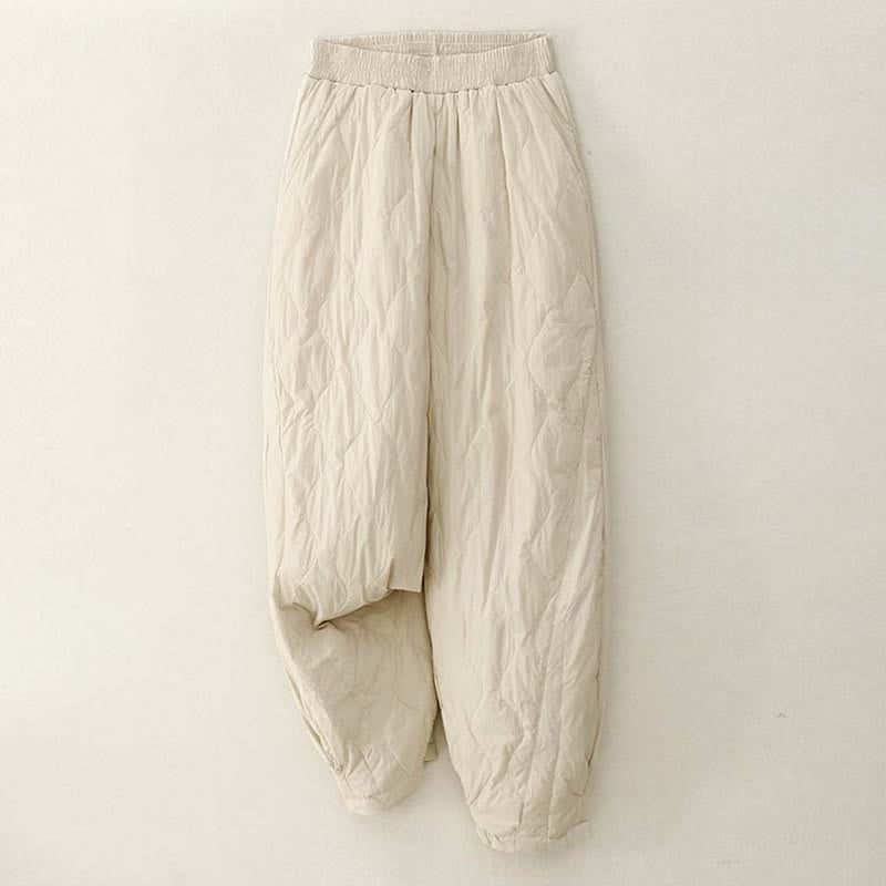 Buddha Stones Winter Solid Color Women's Cotton Thermal Pants With Pockets - Beige - US8-10,UK/AU12-14,EU40-42 (2XL) - image 0