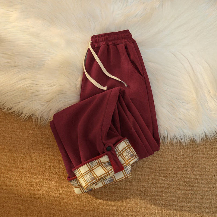Buddha Stones Women's Patchwork Cotton Corduroy Fleece-Lined Wide Leg Pants With Pockets - image 29