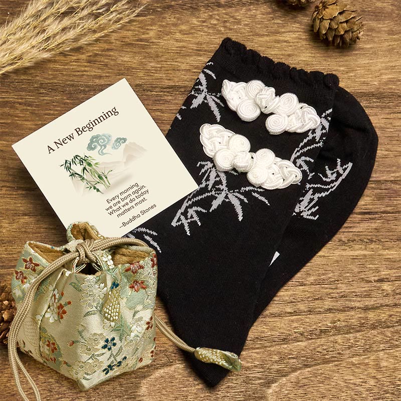 Buddha Stones "A New Beginning" Bamboo Micro Crew Women's Socks Includes Gift Message Card - Black - One Size Fits Most (US 5.5-8.5,EU 36–40,UK/AU 3.5-6.5,AISA 23–25 cm) - Deluxe Gift Bag (+$12.59) - image 7