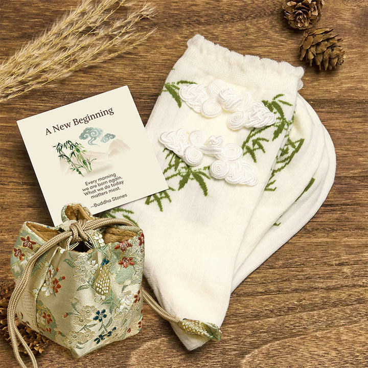 Buddha Stones "A New Beginning" Bamboo Micro Crew Women's Socks Includes Gift Message Card - White - One Size Fits Most (US 5.5-8.5,EU 36–40,UK/AU 3.5-6.5,AISA 23–25 cm) - Deluxe Gift Bag (+$12.59) - image 30