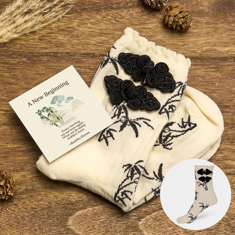 Buddha Stones "A New Beginning" Bamboo Micro Crew Women's Socks Includes Gift Message Card - FloralWhite - One Size Fits Most (US 5.5-8.5,EU 36–40,UK/AU 3.5-6.5,AISA 23–25 cm) - Standard Gift Box - image 15
