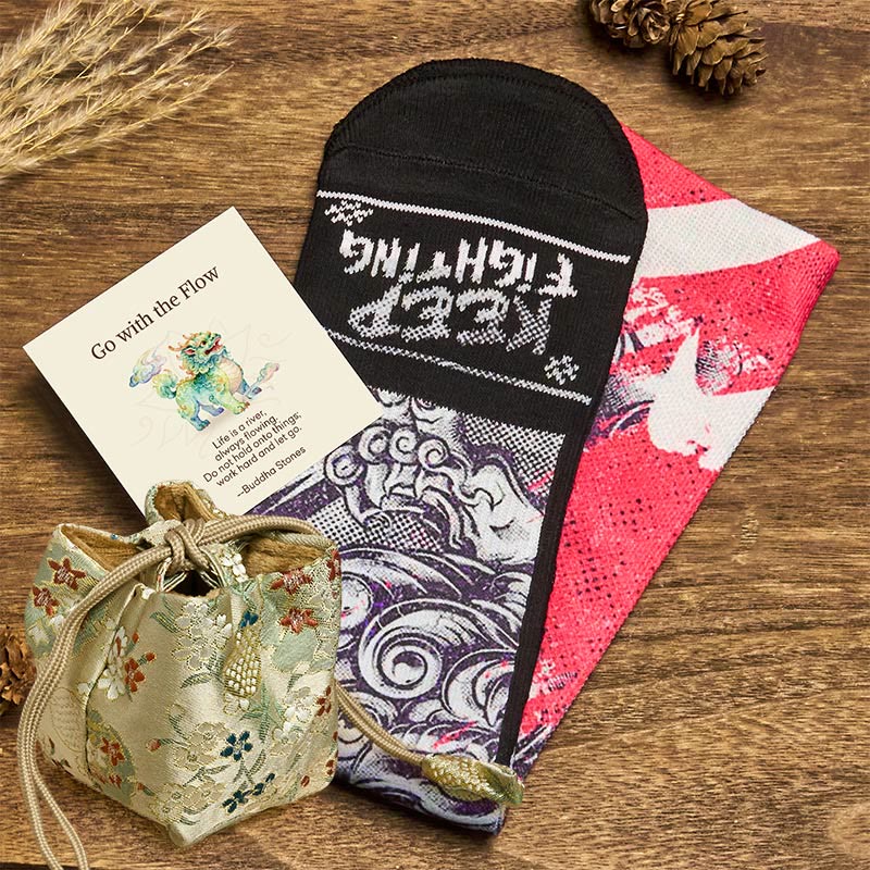 Buddha Stones "Go with the Flow" Casual PiXiu Micro Crew Men's Socks Includes Gift Message Card - Tomato - One Size Fits Most (US 6.5-10.5,EU 38-44,UK/AU 6-10.5,AISA 24.5-28cm) - Deluxe Gift Bag (+$12.59) - image 3